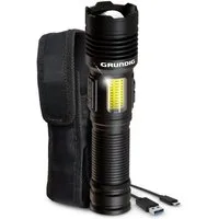 Grundig LED Taschenlampe Arbeitsleuchte - Notfall USB Ladung von Telefon/Tablet extrem HELL (mit Zusatz Arbeitsleuchte - Notfall USB Ladung), extrem hell hochfestes Alu Gehäuse - starker Li Akku