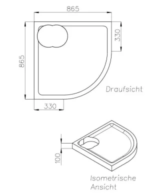 Neuesbad Wannenträger für Ideal Standard Ultra Flat New Viertelkreis 90x90x2,5 SD 27423
