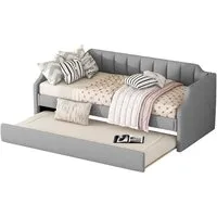 Flieks Daybett, Tagesbett Polsterbett mit Unterbett 90x200cm+90x190cm Leinen