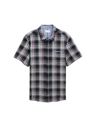 Tom Tailor - Plus Size - Regular Fit Kurzarmhemd mit Karomuster navy multicol check - Gr. - 3XL