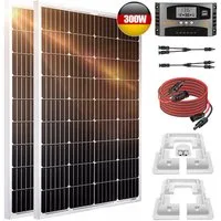 Rhein Beleuchtung Solarmodul 300W 12V Solaranlage Komplettset mit Solarpanel - Monokristallin, 300 W, Monokristallin, (Set, 1-St., Solarmodule für Garten/Haus/Camping - Einfache Montage), IP65 + MPPT Regler - Ideal für Wohnmobil Komplettset