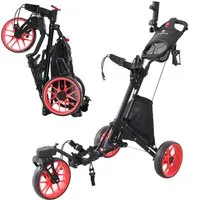 CITYSPORTS Golftrolley 3/4 Rad Golftrolley, Golfwagen klappbar, Golfcaddy mit Schirmhalter, Golfcaddy Golf Push Cart aus Aluminum, Erhältlich in Schwarz/Grün/Rot