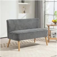 HOMCOM 2-Sitzer Sofa Loveseat mit Leinen-Optik für Schlafzimmer 117x56,5x77cm, Doppelsofa 1 Teile, für Wohnzimmer, Schlafzimmer, 117 x 56,5 x 77 cm, Grau