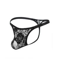 Lau-Fashion Stringtanga Transparenter Herren String Tanga – Spitze mit Blumen-Print