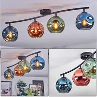 hofstein Deckenleuchte Deckenlampe aus Metall/Glas in Schwarz/Blau/Kupfer/Grün, Deckenleuchte im modernen Vintage-Design (Schirme Ø 15 cm), 4 x E14