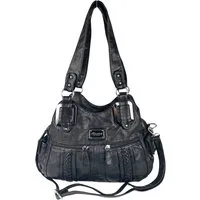Taschen4life Schultertasche mittelgroße Damen Handtasche mit Fächern 0038, 2 Hauptfächer, mehrere kleine Fächer, abnehmb. Trageriemen