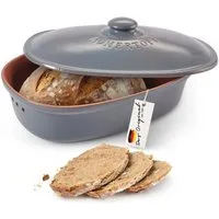 RÖMERTOPF Römertopf Brottopf oval MEDI 2,3 Liter - Keramik Brotkasten, (Set), aus Naturton