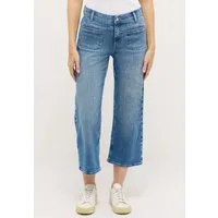 ANGELS Stretch-Jeans LINN POCKET in modisch verkürzter Länge mit weitem Bein, Stretch