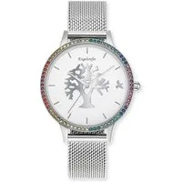 Engelsrufer Quarzuhr Lebensbaum ERWA-TREE02-MS-MSZM, Armbanduhr, Damenuhr, Edelstahlarmband, analog