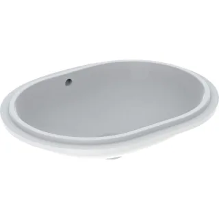 Geberit VariForm Unterbau-Waschtisch, elliptisch 61x46cm, ohne Hahnloch, mit Überlauf, KeraTect, 500 500757002