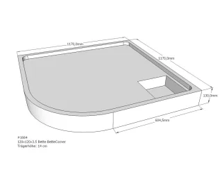 Neuesbad Wannenträger für Bette Corner 120x120x3,5 Viertelkreis SD22740