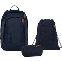 Satch Schulranzen Schulrucksack-Set AIR Nordic Blue 3-teilig (3-teilig), Schulranzen, ergonomisch, Laptop-Fach, Your-Size-System