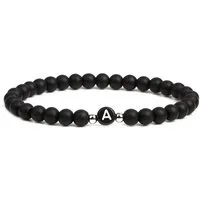 BUNGSA Armband Armband Buchstaben schwarze Perlen Unisex - A (1 Armband, 1-tlg), Bracelet Armschmuck