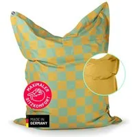 Lumaland Sitzsack XXL-Sitzsack Karo 380L senfgelb/pastellgrün, mit EPS-Perlen - out- & indoor - wasserfest