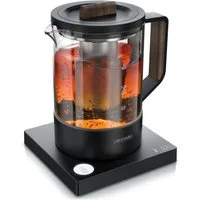 Arendo Wasserkocher Glas, Edelstahl Teesieb, Temperatureinstellung 40°–100°C mit Anzeige, 1 l, 800 W, präzise Temperaturmessung, in 5‑°C‑Schritten einstellbar, BPA-frei