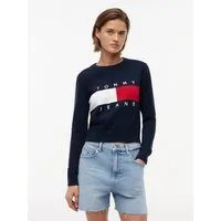 Tommy Jeans Rundhalspullover TJW FLAG CREW NECK SWEATER EXT Baumwolle, Flag Strickmuster