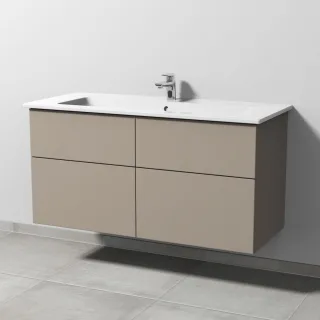 Sanipa 3way Keramik-Set Venticello Keramik-Waschtisch und Unterbau mit 4 Auszügen, Sandgrau-Matt SF32767