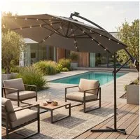 Swing&Harmonie Sonnenschirm mit LED Beleuchtung Luxus Ampelschirm 300 / 350cm, Garten Schirm inkl. Abdeckhaube
