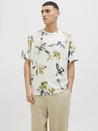 JACK&JONES - JORVARENNA AOP TEE SS CREW NECK cloud dancer - Gr. - S
