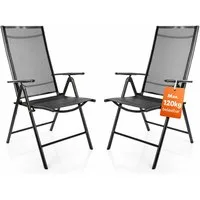 BigDean Klappstuhl Gartenstuhl Hochlehner Set klappbar bis 120kg (Set, 2 St), Vormontiert, 7-Fach verstellbar, Leicht, Platzsparend