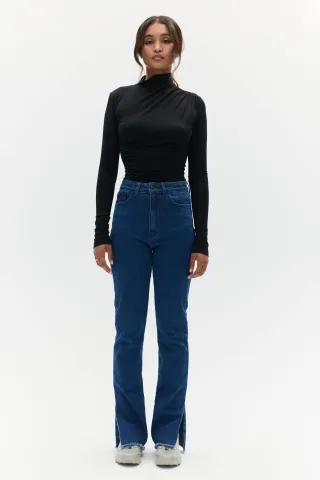 BENU Damen Dunkelblaue Wide Leg Jeans
