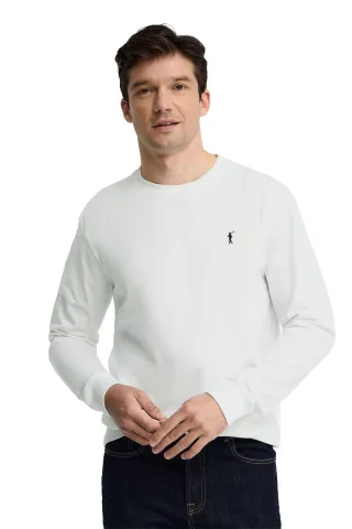 Langärmliges T-Shirt weiß mit geradem Schnitt und Rigby Go Stickerei