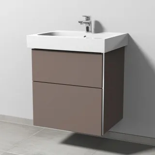 Sanipa 3way Waschtischunterbau zu Geberit iCon Waschtisch mit 2 Auszügen, Taupe-Matt BP6501T