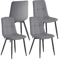 VASAGLE Esszimmerstuhl Samt, Küchenstühle, Sessel mit verstellbaren Füßen, für Wohnzimmer (4 St), bis 120 kg belastbar, modern, gepolstert, schiefergrau