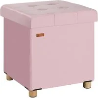 Casaria Sitzhocker, Samt Rosa Faltbar inkl. Füßen 38x38cm 300kg Belastbarkeit Wohnzimmer