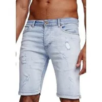 Reslad Jeansshorts Reslad Jeans Shorts Herren Kurze Hosen Sommer l Used Look Destroyed Destroyed Jeansbermudas Stretch Jeans-Hose