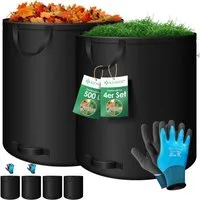 KESSER Gartensack, 500 l, (4-tlg), Gartensack Set Laubsack Gartenabfallsack inkl. Handschuhe