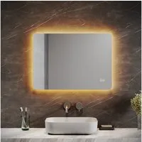 SONNI Badspiegel Badspiegel mit beleuchteten LED mit 3-Farben-Temperaturlicht, Einstellbare Helligkeit, wasserdichte IP44-Lichtleiste