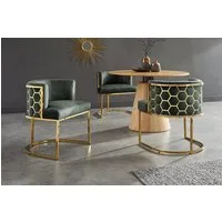 riess-ambiente Polsterstuhl ELEGANCE grün/gold- Samt, Edelstahl, Wabenmuster, gepolstert, halbrund (Einzelartikel, 1 St), Esszimmerstuhl - ideal für glamouröse Küchen, Wohn- und Essbereiche