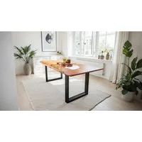 Massivart® Baumkantentisch AGRA / Massivholz Akazienholz / 30 mm Tischplatte, Standbeine Kufengestell / Metall schwarz lackiert / Industrial Look