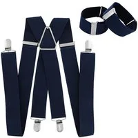 axy Hosenträger (Herren Hosenträger mit 1 Paar Ärmelhalter Set) 3,5cm Breit verstellbar und elastisch Hemd Ärmelband