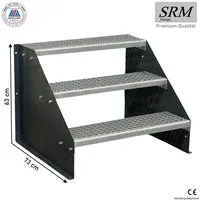 SRM Design Außentreppe 3 Stufen Standtreppe Anthrazit, Breite 70cm, Höhe 63cm ohne Geländer