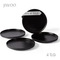 JIWOO Teller 4er Ø21,3cm, Speiseteller Steakteller Dessertteller Brotteller Plate, (4 St), Keramik Hochwertiges Tellerset Schwarz Mikrowellen spülmaschinenfest