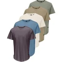 ONLY & SONS T-Shirt ONSMATT LONGY SS TEE 5-PACK (Packung, 5-tlg) Baumwolle, relaxed fit