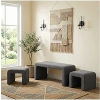 TLGREEN Sitzbank 103 cm × 44 cm × 43cm Polsterbank Set mit Fußhocker, (Doppelbank für 2 Personen,belastbar bis 136 kg,moderner Stoffbezug)