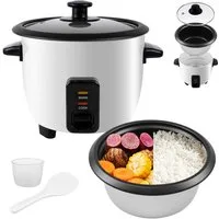 OZAVO Reiskocher 0,6L, Reiskocher Klein rice cooker mit Warmhaltefunktion, 300 W, reiskocher mini für 1-2 Personen mit Deckel, Messbecher und Löffel