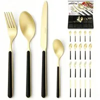 HOMELUX Besteck-Set Besteck set,elegante Stilsicherer Optik,ergonomisch,Wellenschliff,Gold (24-tlg), 6 Personen, Edelstahl, Edelstahl,Titan-Beschichtung,Matt poliert,hochwertiger Besteckkasten