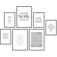 Hyggelig Home Poster Zitate Motivation - Premium Poster Set OHNE & Rahmen - 7 Wandbilder, Sprüche (Set, 7 St), Collage rise & shine, Qualitätsdruck dickes Papier