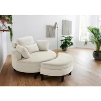 ATLANTIC home collection Loveseat Ravi Sessel, B: 114 cm, Sitzhöhe: 42 cm, XXL- Sessel, mit Stauraumhocker, Rückenstütze & 4 Zierkissen