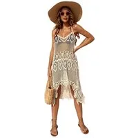 MOPUEA Strandkleid Damen Bikini Cover Up Strand-Tunika mit Fransen Strandbekleidung (Set, 1-tlg., angenehm an heißen Sommertagen) Für Strand, Pool, Gartenpartys oder sommerliche Freizeitlooks geeignet
