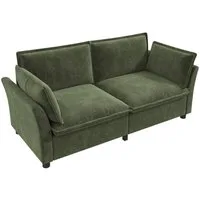 Merax 2-Sitzer Sofa aus Chenille, kleines Sofa Couch, 1 Teile, Loveseat mit Cloud-Polsterung & 2 Armlehnenkissen, 155×81×87 cm