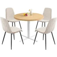 VASAGLE Essgruppe Runder Tisch mit Esszimmerstühlen, Essgruppe, (5-tlg), Küchentisch 80x80x74.8cm, 4 Esszimmerstühlen je 55 x 43,5 x 85,5 cm