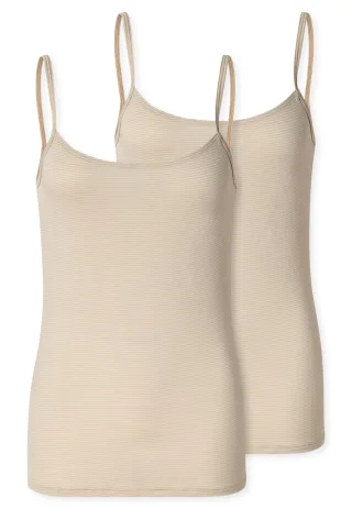 SCHIESSER - 2PACK Spaghettitop sand - Gr. - 44