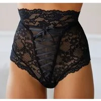 petite fleur gold High-Waist-Slip-Ouvert mit extravaganter Schnürung, Reizwäsche, sexy Dessous