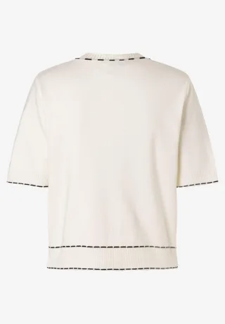 MORE & MORE - Cardigan mit Kontrastnaht weiß - Gr. - 36