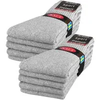 sockenkauf24 Tennissocken 10, 20, 30 Paar Sportsocken Arbeitssocken Herren & Damen (Hellgrau, 10-Paar, 35-38) Socken Baumwolle 10100